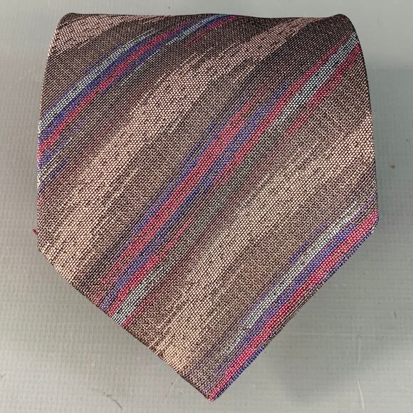 FENDI One Size Purple Taupe Diagonal Stripe Silk Tie - Picture 1 of 6
